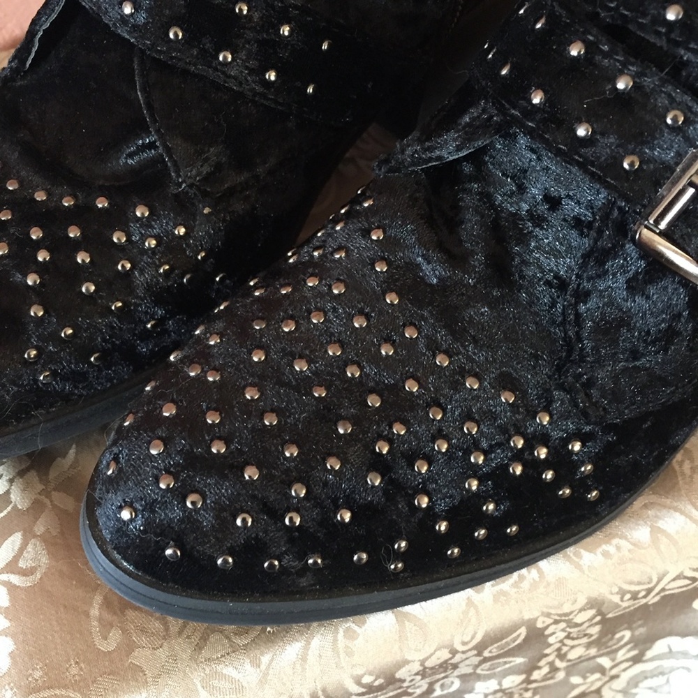 Black Ankle Boots with Silver Buckles and Studs - Picture 2 of 7